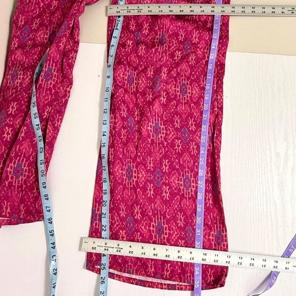 Lauren Ralph Lauren Pants Womens Sz S Geo-Print Satin Shantung Wide Leg Fuchsia - Picture 7 of 10